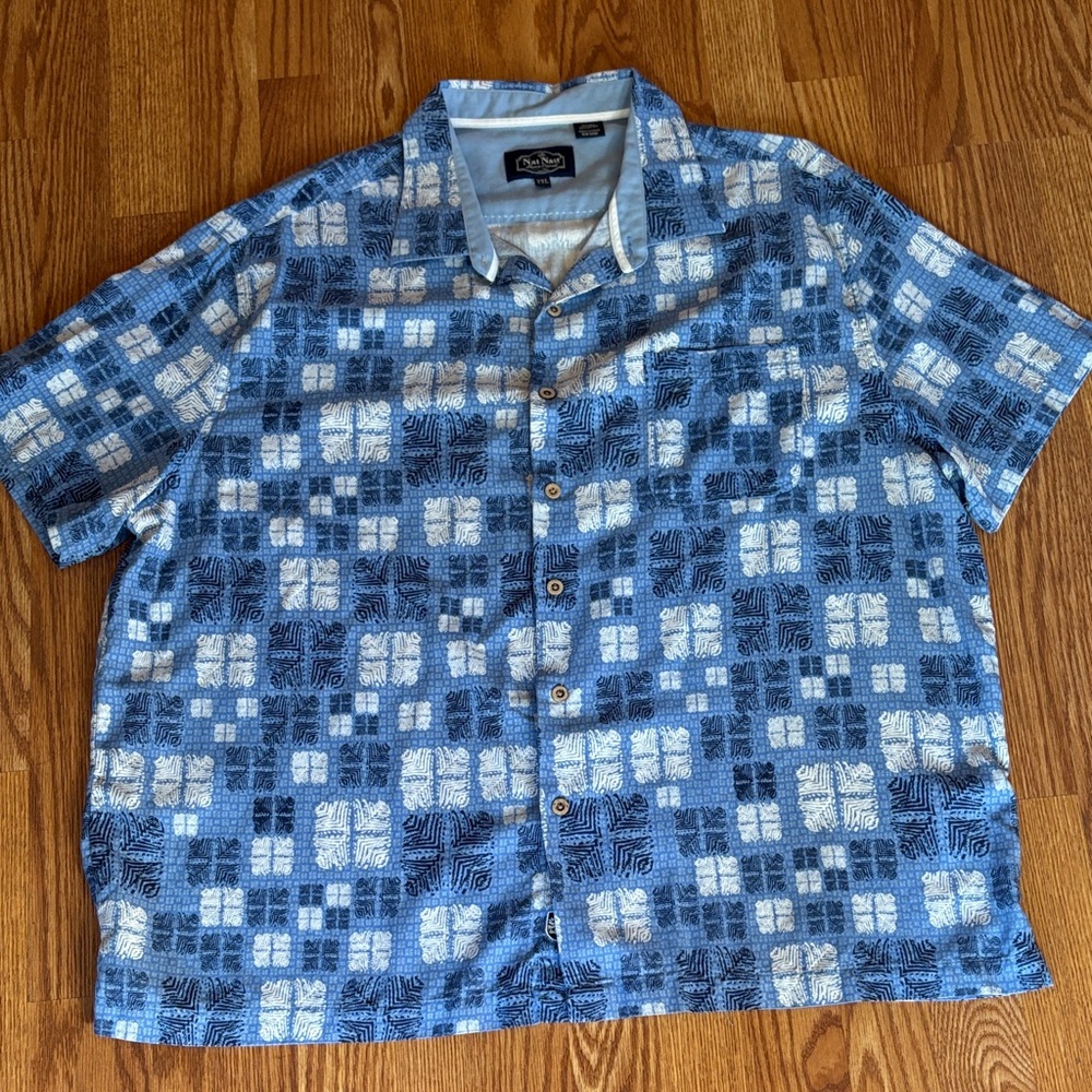 Nat Nast Blue and White Checkered Men's Shirt